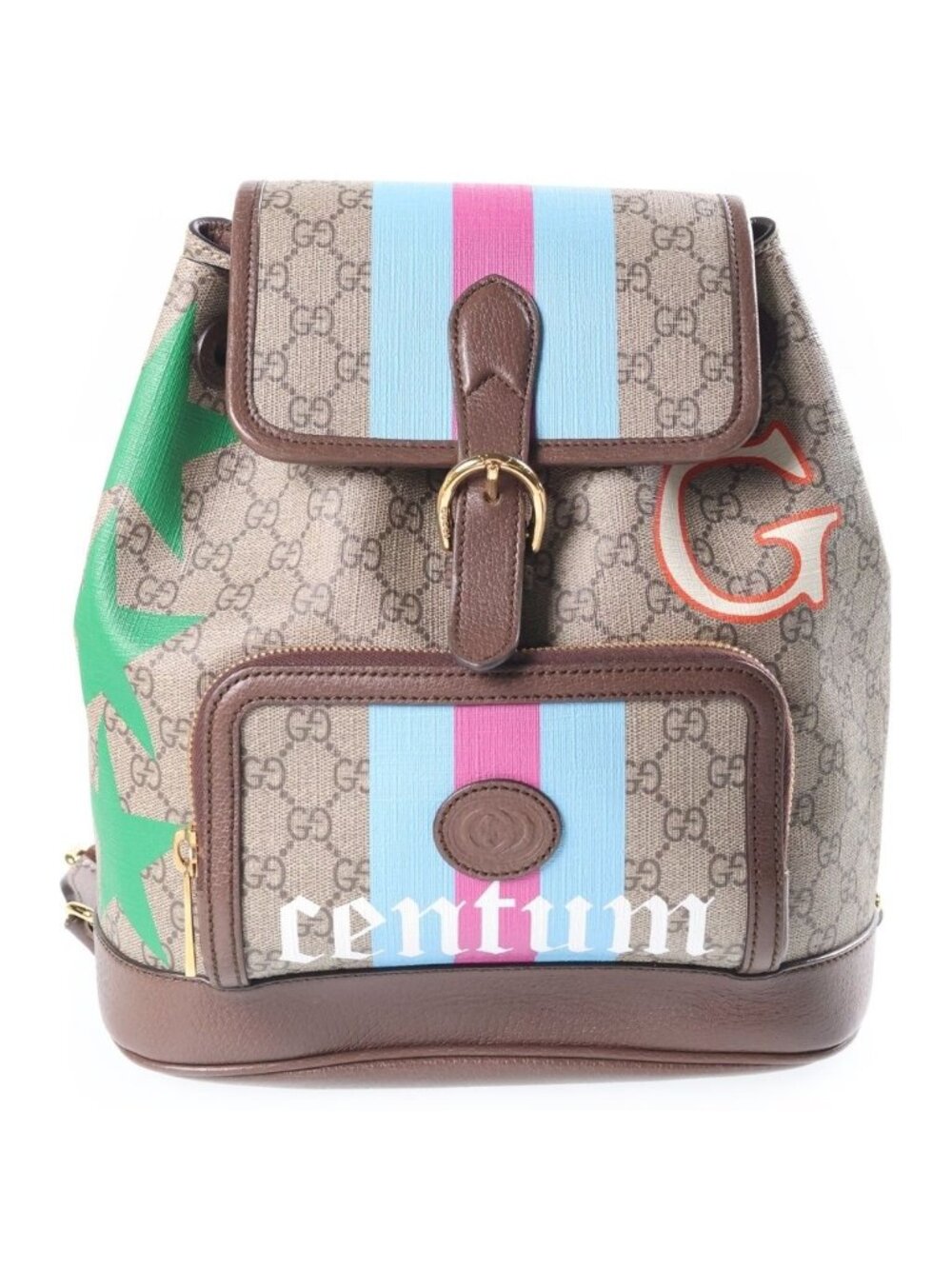 Gucci Backpack GG Supreme Interlocking G Canvas Leather Beige Brown